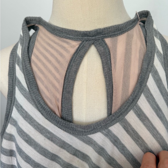 Pete Asymmetrical Gray and White Striped Tank Top, High/Low Hem,  XS - Picture 6 of 9